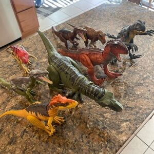 Dinosaur Toy Set - Green, Red, Yellow